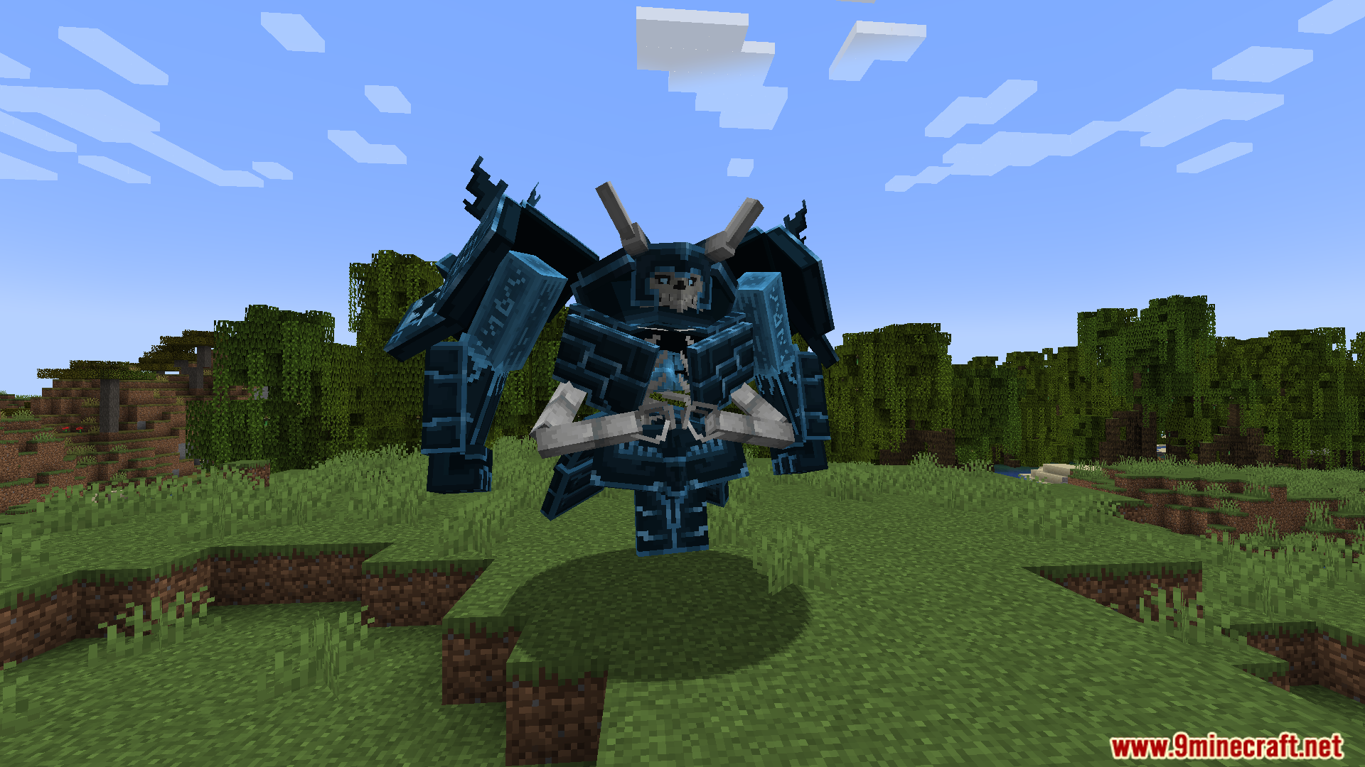 The Immortal boss standing in a grassy field in Minecraft