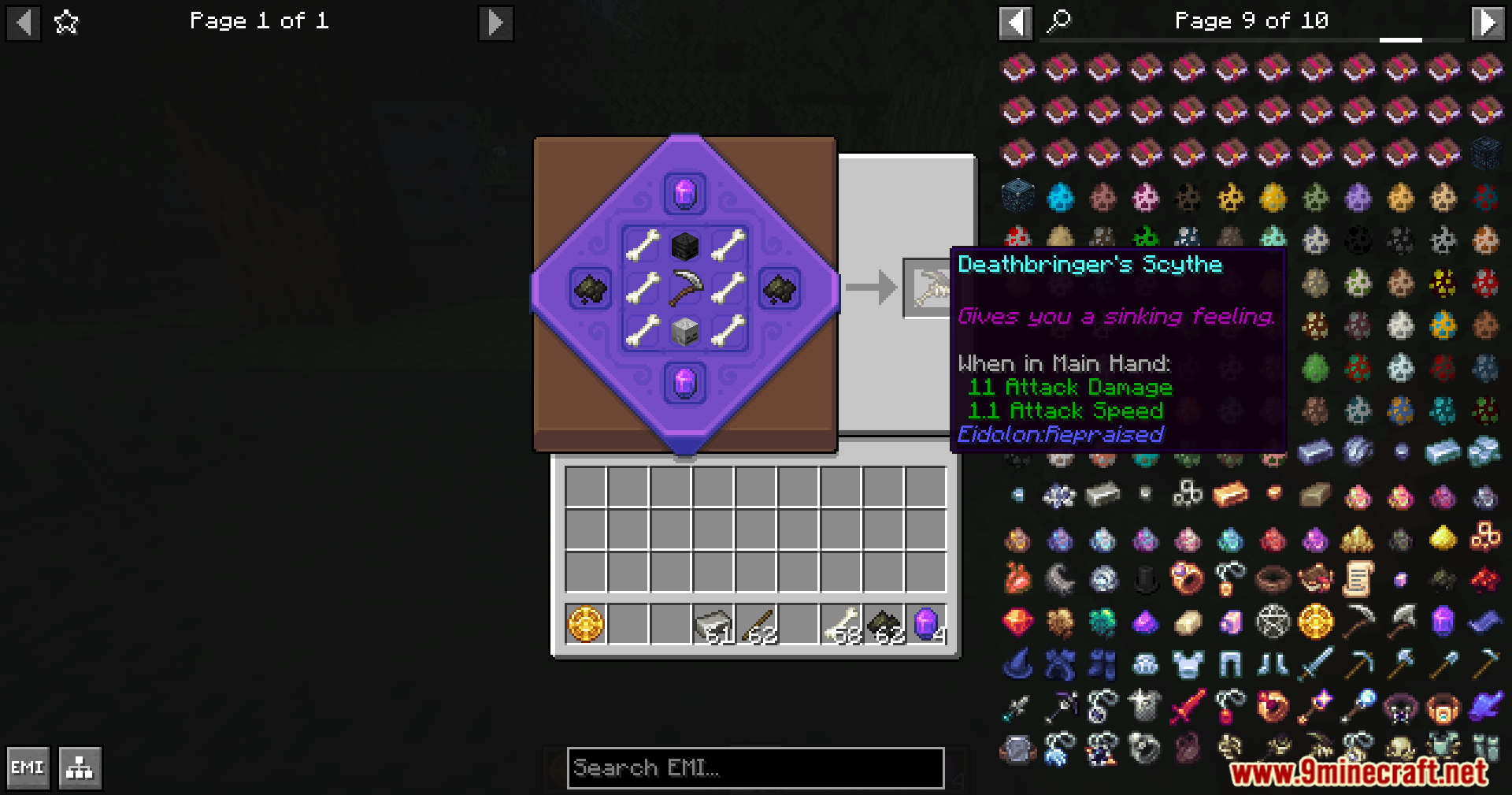 Crafting the Deathbringer's Scythe on the workbench