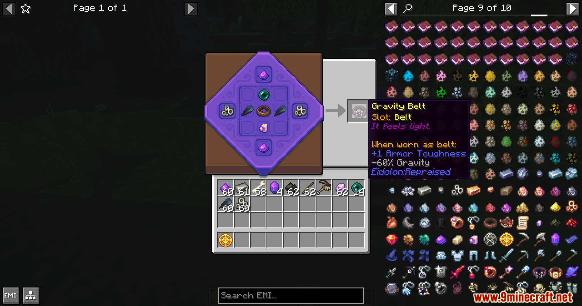 Crafting the Gravity Belt with its magical components