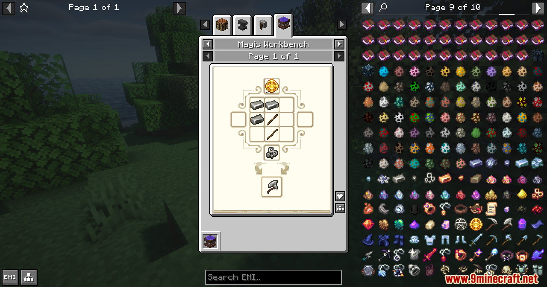 Crafting a silver axe in the Magic Workbench