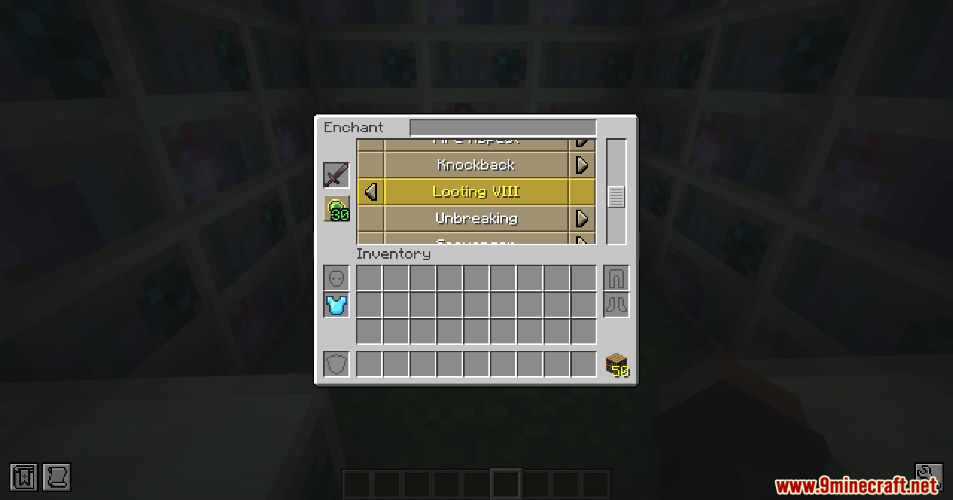 Choosing Looting VIII enchantment for a sword