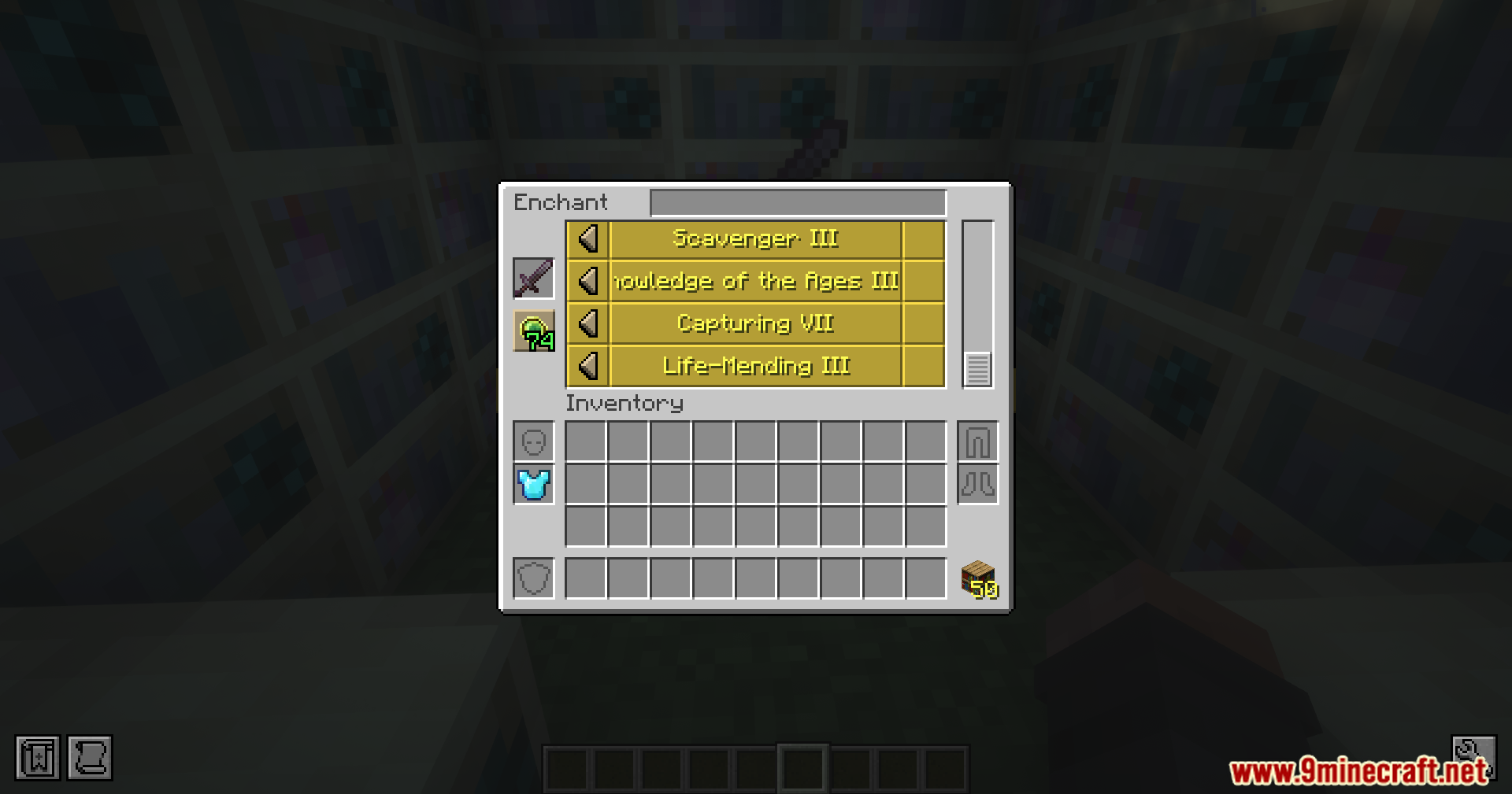 Enchanting a netherite sword using the Apotheosis mod interface