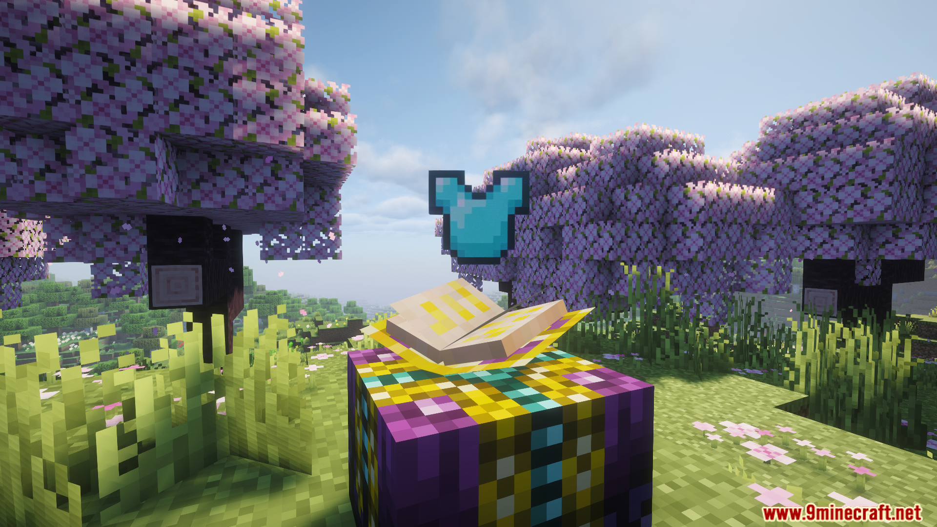 Floating diamond chestplate above custom table in Enchanting Plus Modern Edition