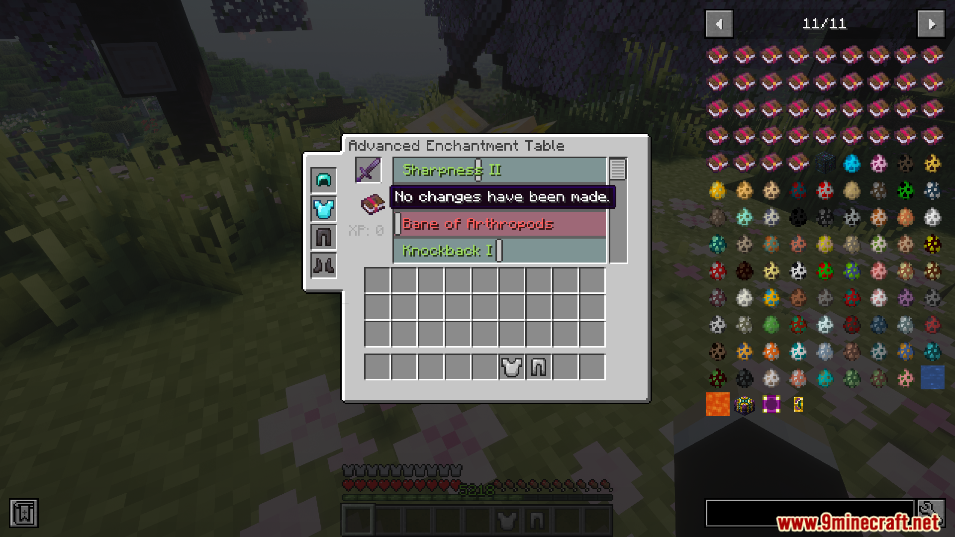 Choosing specific sword enchantments in the Enchanting Plus Modern Edition table