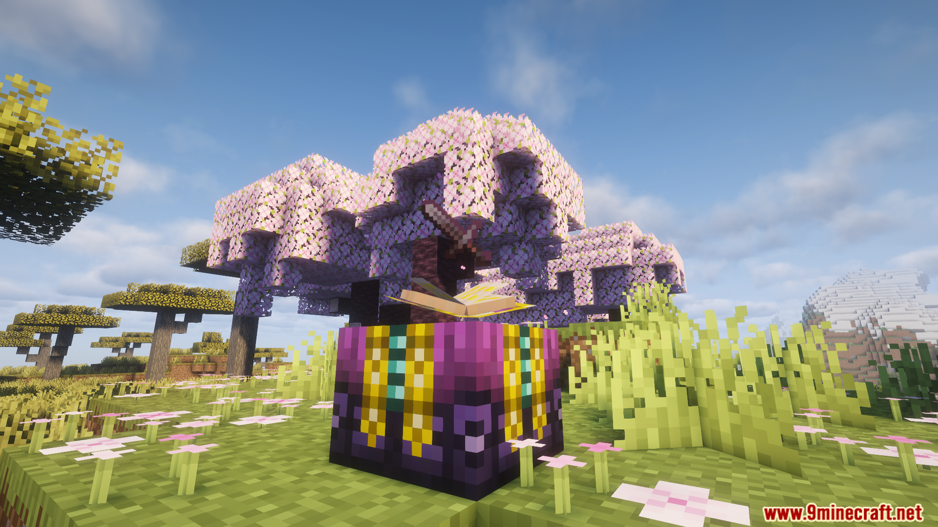 Custom enchanting table with floating sword in Enchanting Plus Modern Edition