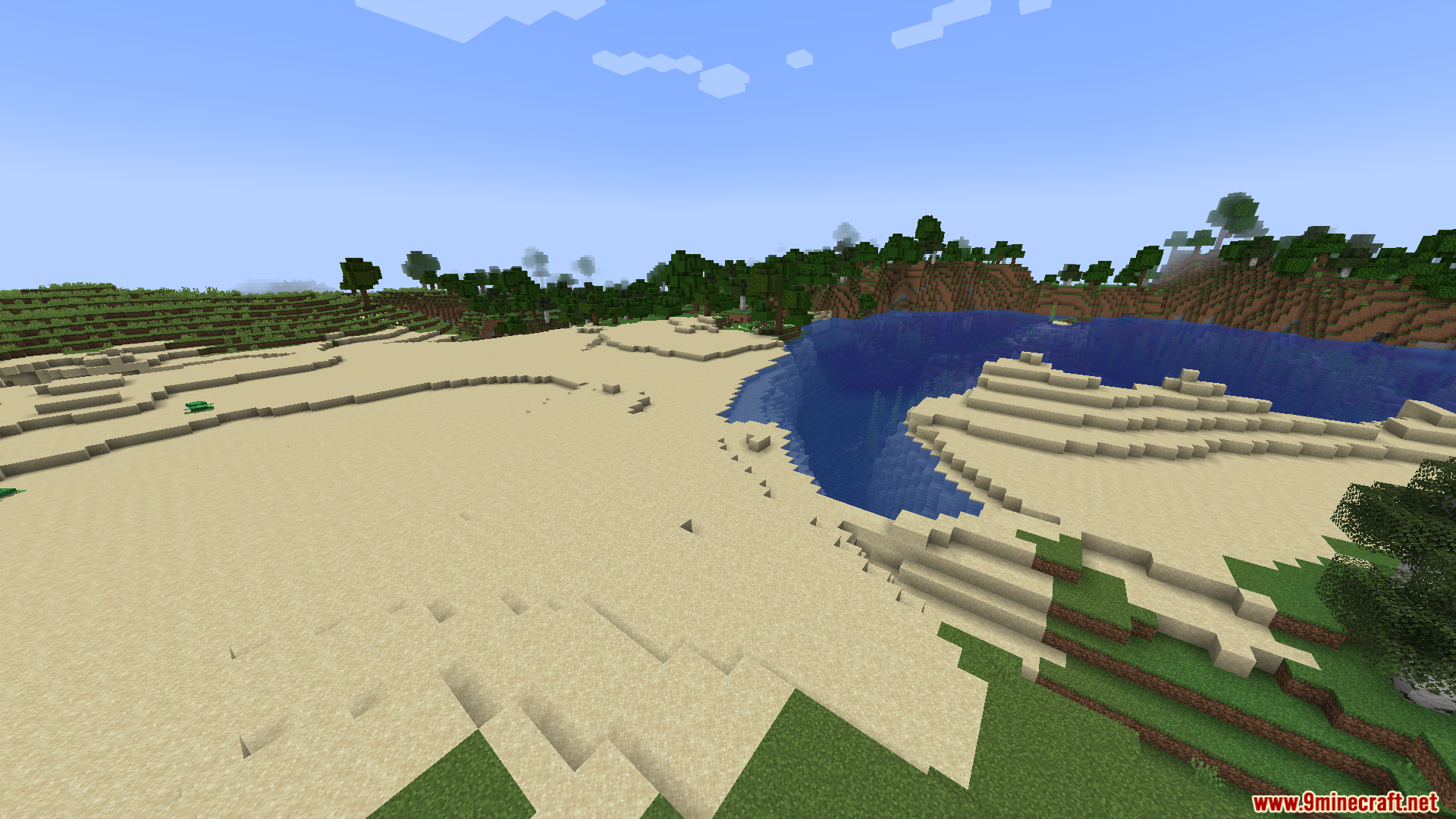 A sandy beach next to a body of water