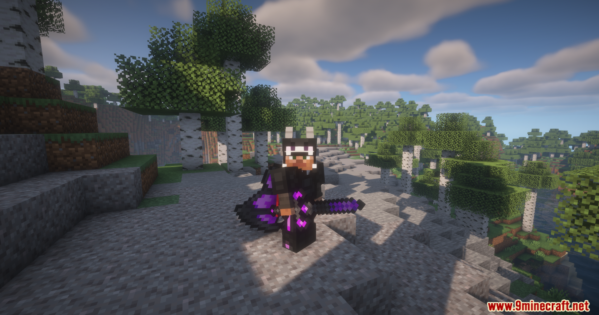 Character wearing full dragon armor while holding a purple bow