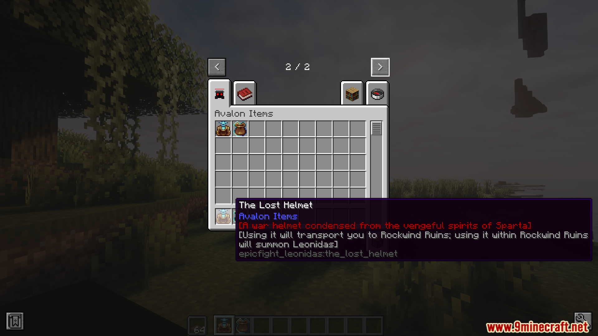 Player inventory showing The Lost Helmet item with its tooltip description