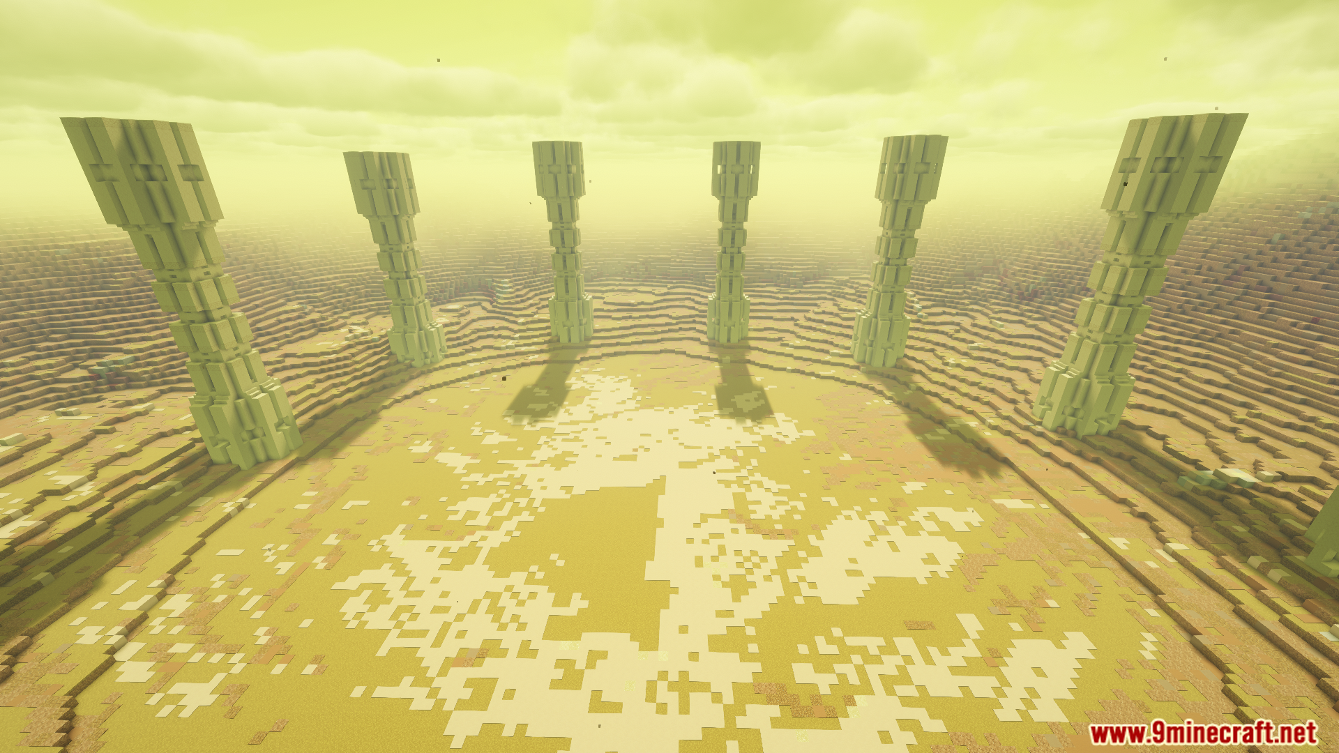 Empty arena with tall pillars in the Rockwind Ruins dimension