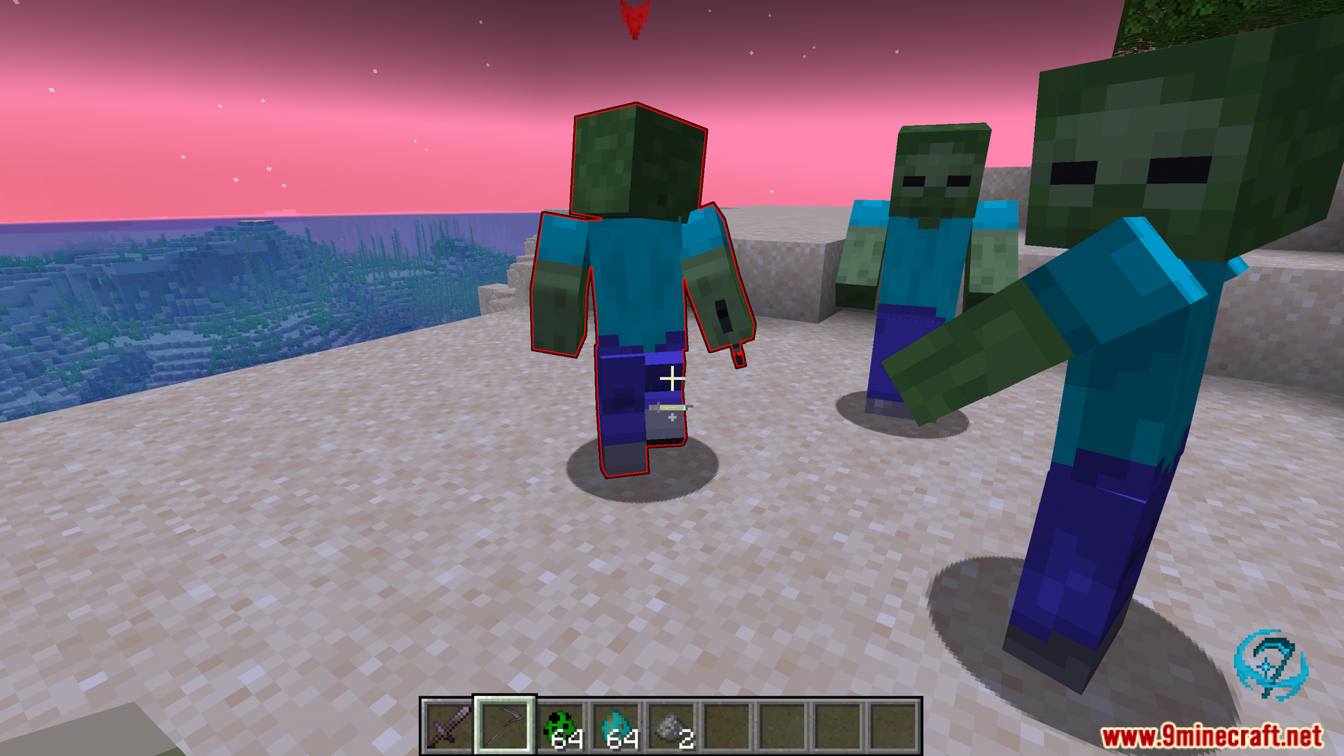 Player fighting zombies with new combat animations