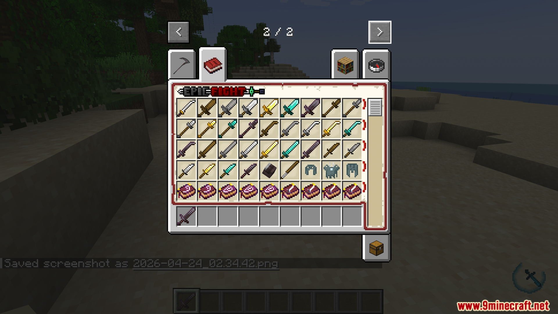 Full collection of weapons in creative inventory