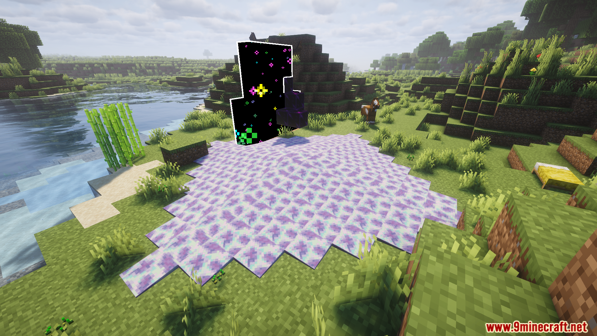 Animated dream blocks shifting their color and texture