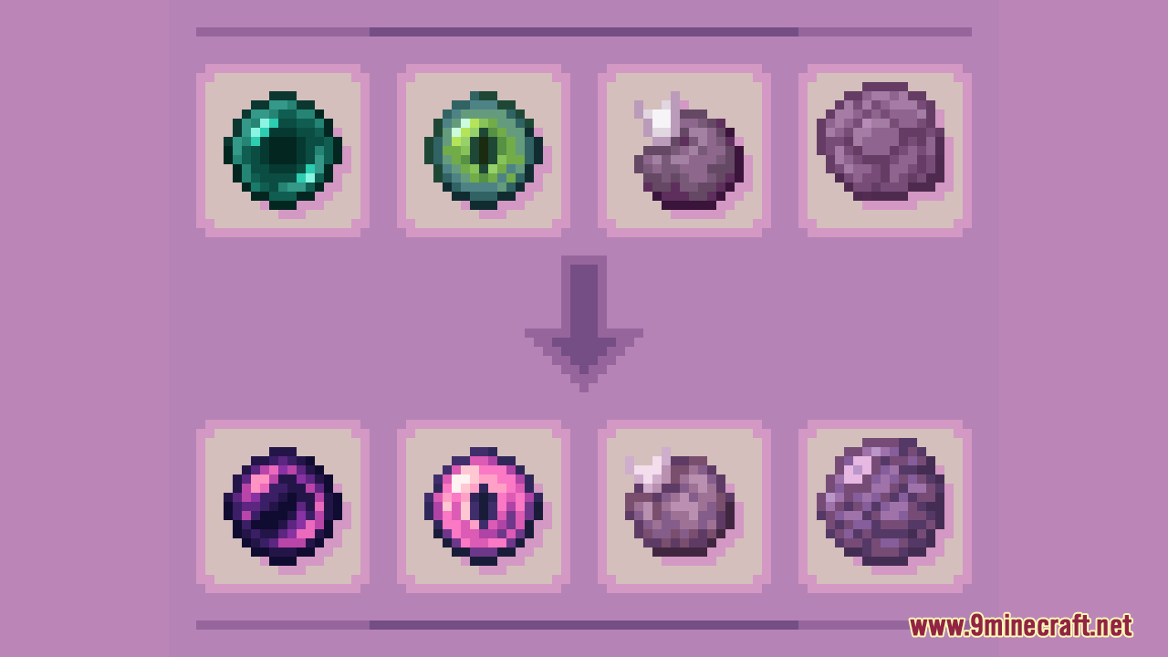 Texture pack changing ender pearls and eyes to a purple color