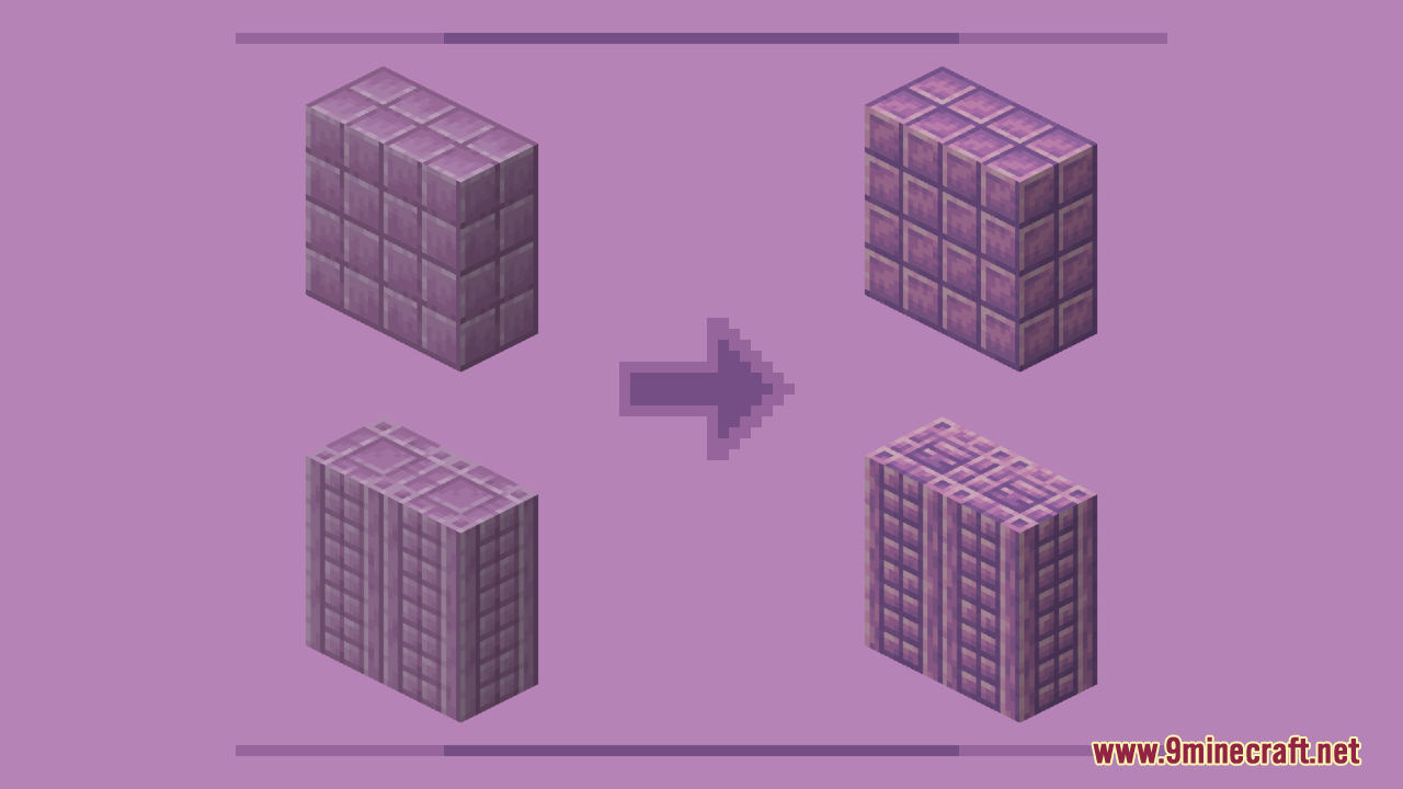 Updated textures for purpur blocks and pillars showing cleaner designs