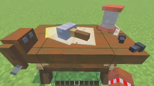 Farming 3d Addon Mod Screenshot 6 Close up of the new farmers workbench block with a hammer