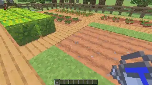 Farming 3d Addon Mod Screenshot 7 Player using a blue watering can to grow custom crops faster