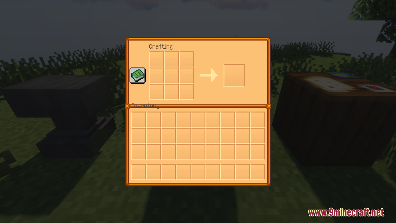 Simple and warm crafting table interface with recipe book