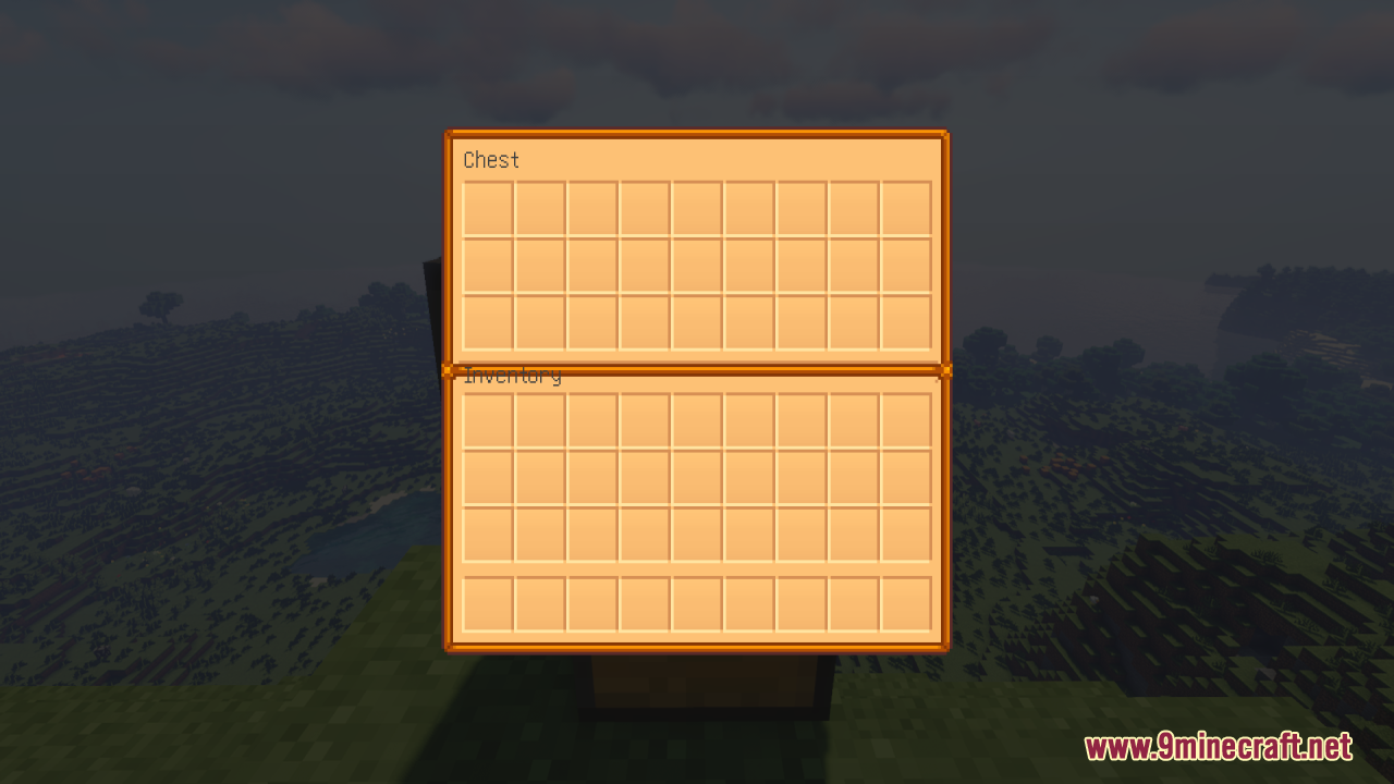 Chest and inventory screens with a Stardew Valley theme