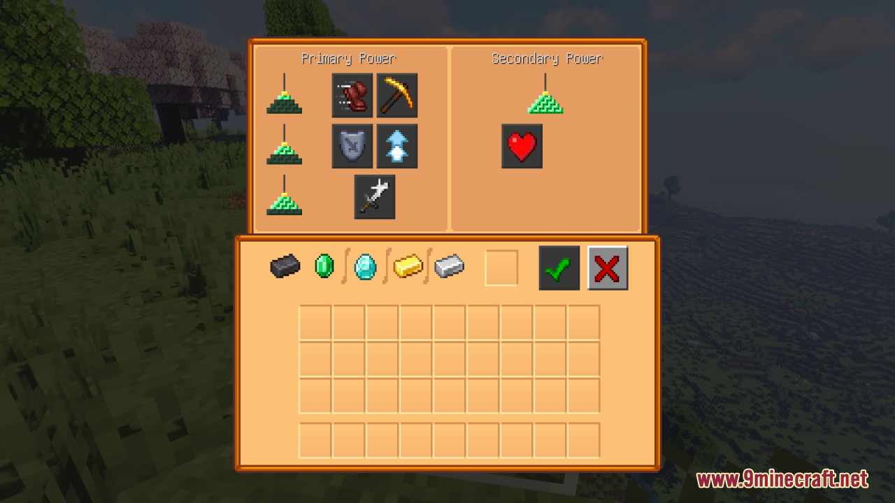 Farming Valley modpack power selection menu with new textures