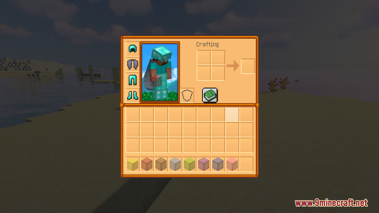 Player inventory with Farming Valley GUI texture pack