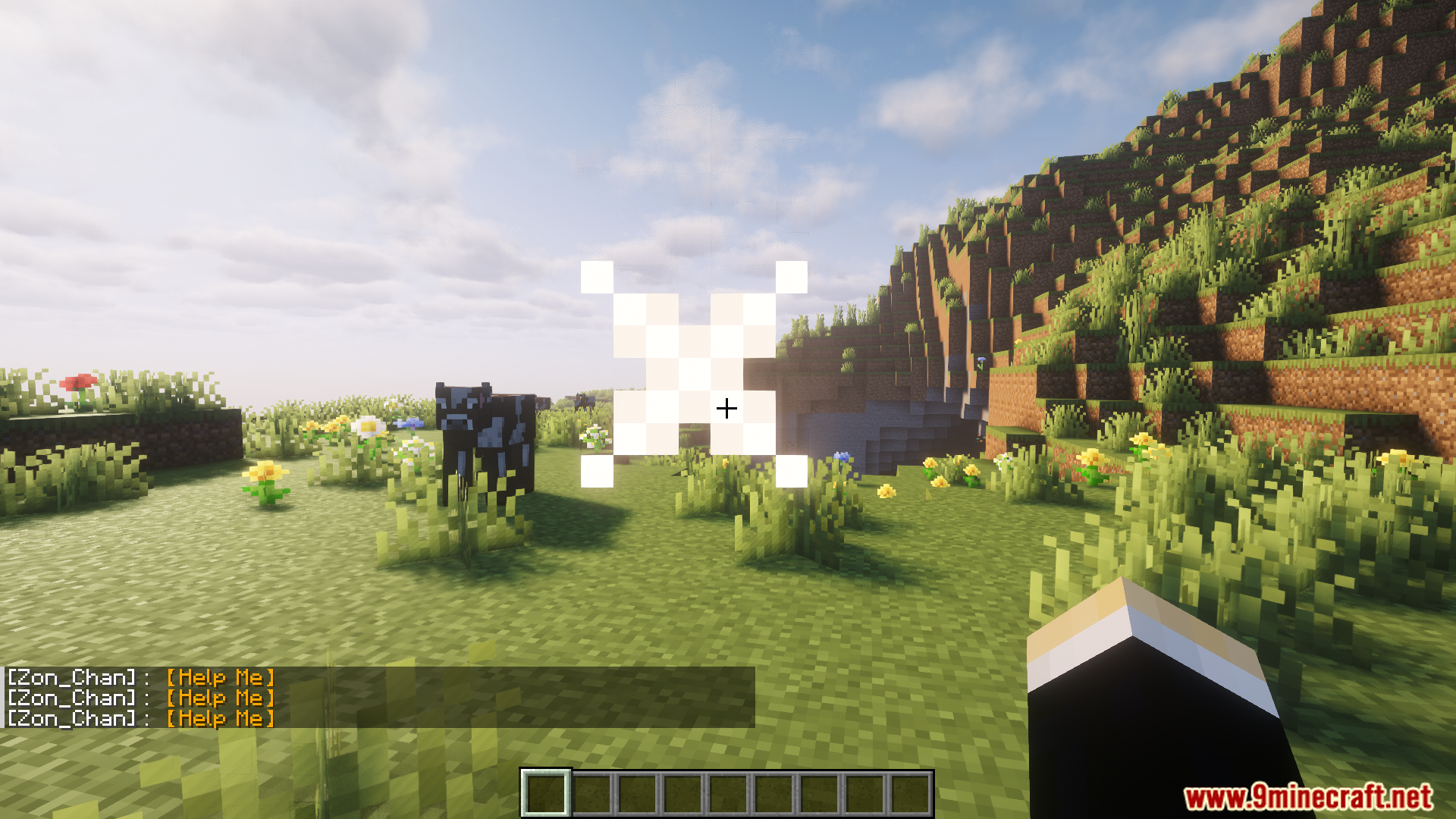 White firework exploding after sending a global teleport request