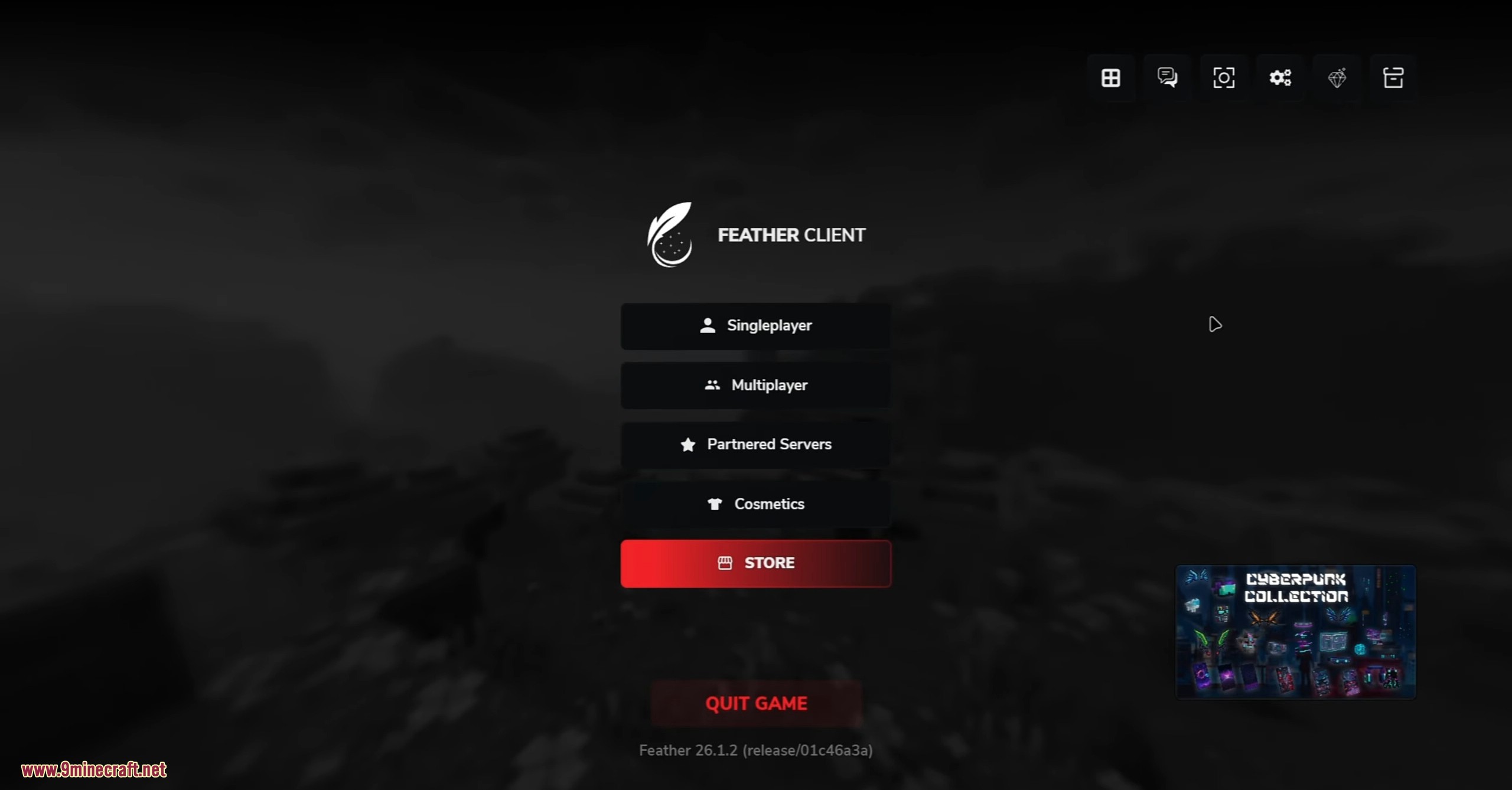 The main menu screen after launching the game