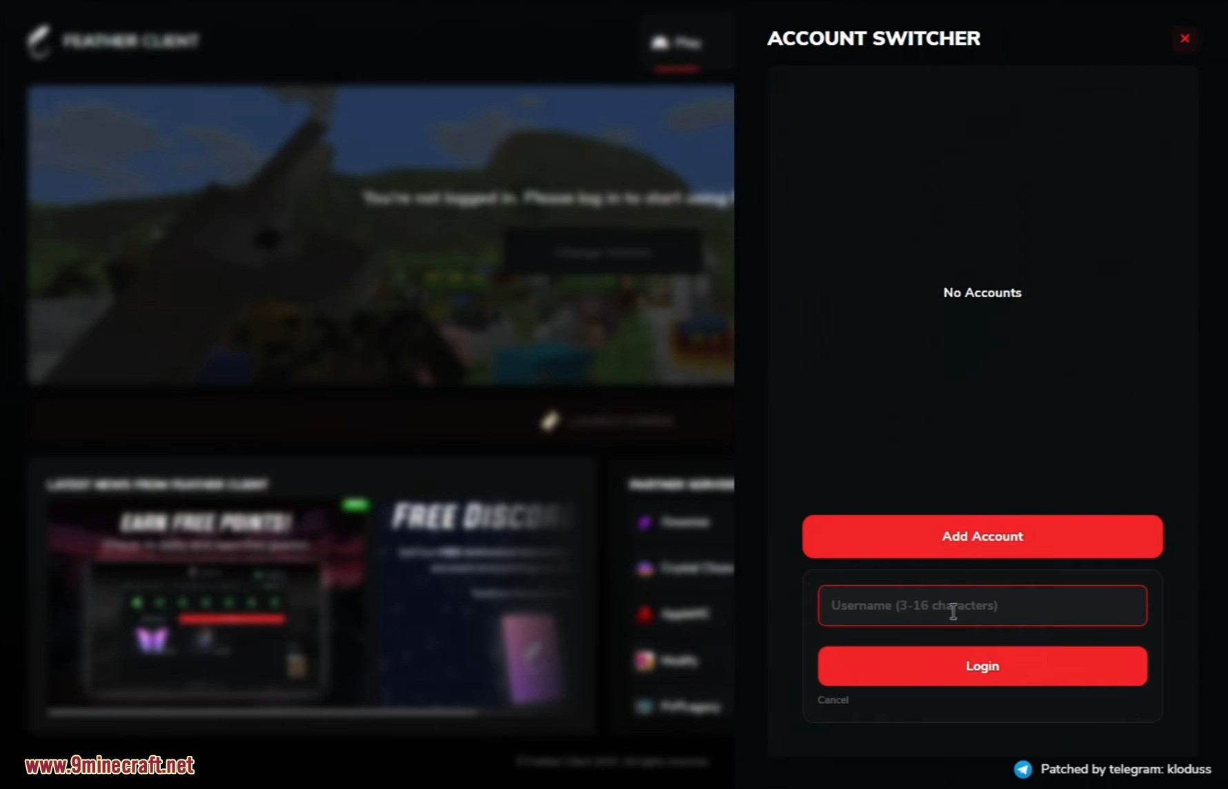 Adding a new account in the account switcher menu