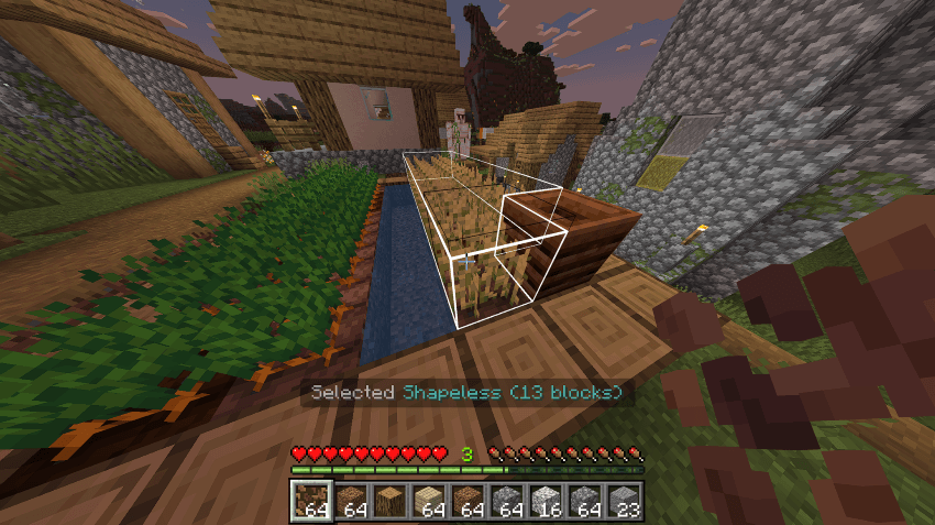 Files Ultimine Vein Mining 3x3 Mining Addon Mod Screenshot 2 Selecting a row of wheat crops next to a composter