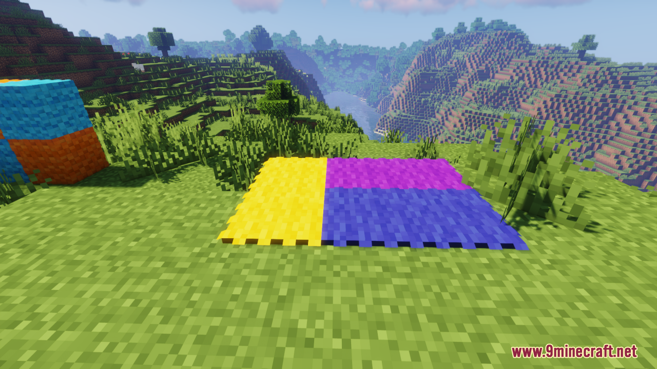 A colorful fluffy carpet made of four different wool colors