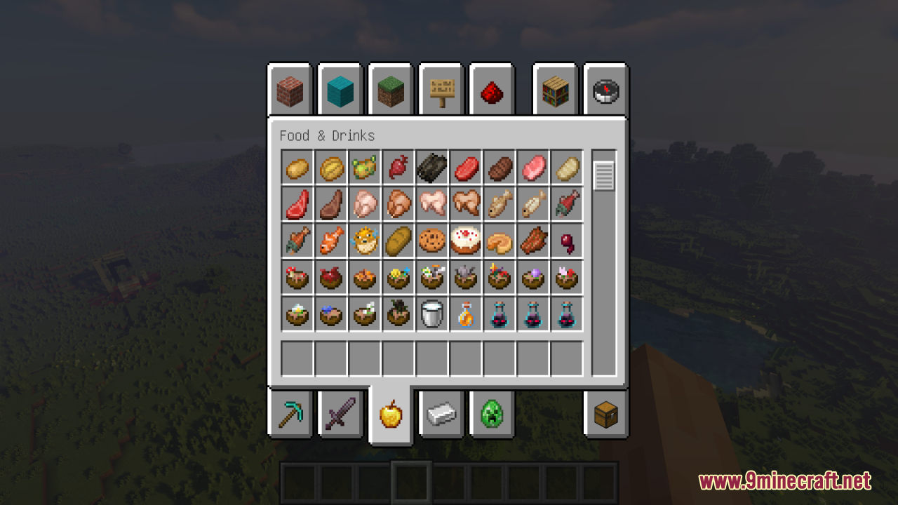 Fresh Food texture pack showing inventory food and drink items
