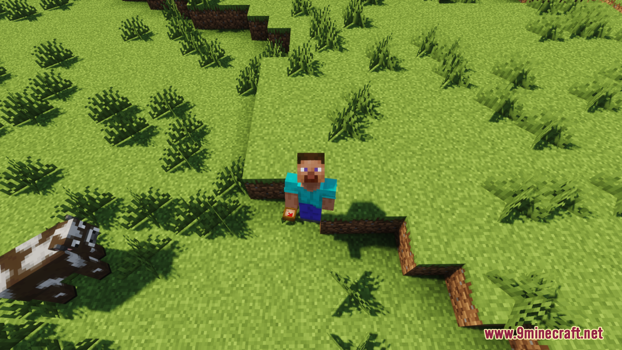 Third person view of Steve holding a 3D apple item