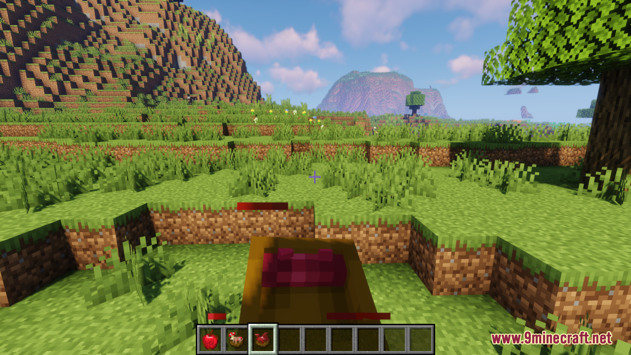 First person view showing custom eating animations for a meal