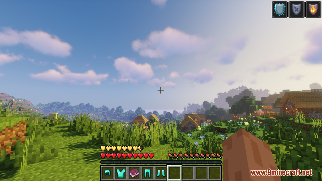 Player wearing armor with updated health and armor bars