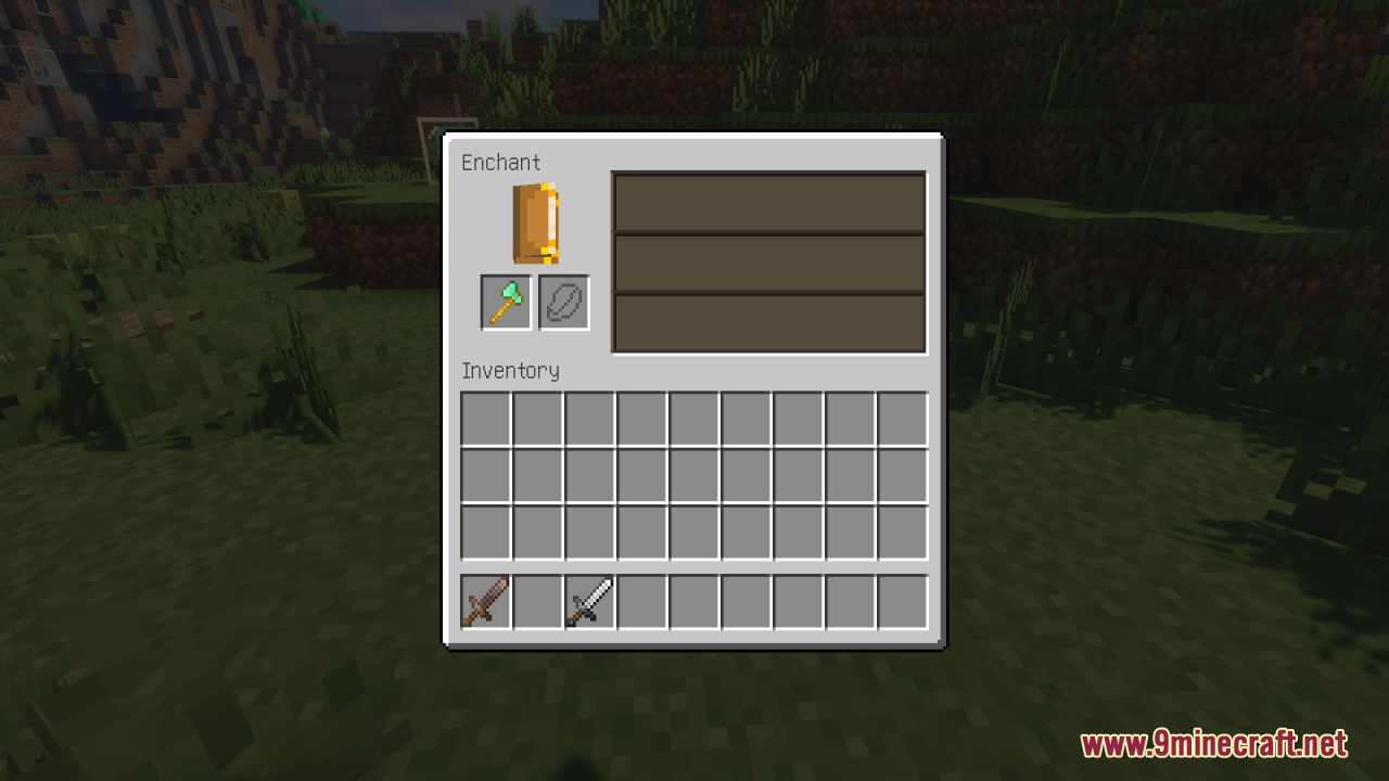 Golden Enchanted Glint Resource Pack Screenshot 3 Golden pickaxe displayed inside the enchanting table menu UI slot