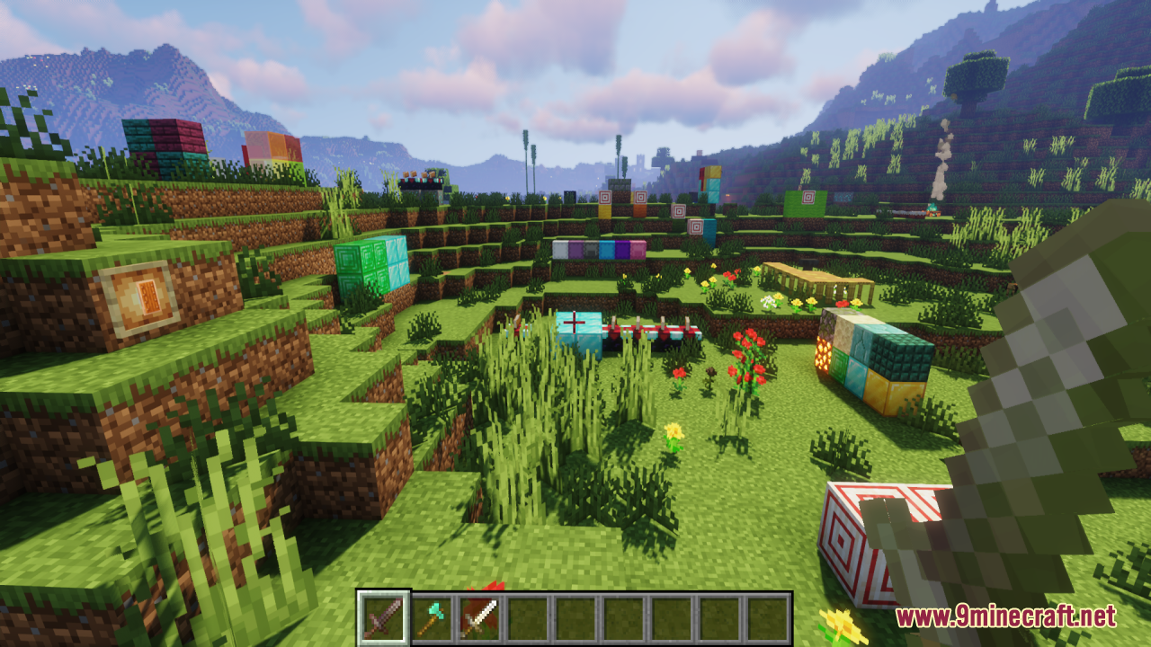 Golden Enchanted Glint Resource Pack Screenshot 9 First person view holding a sword with golden enchanted glint