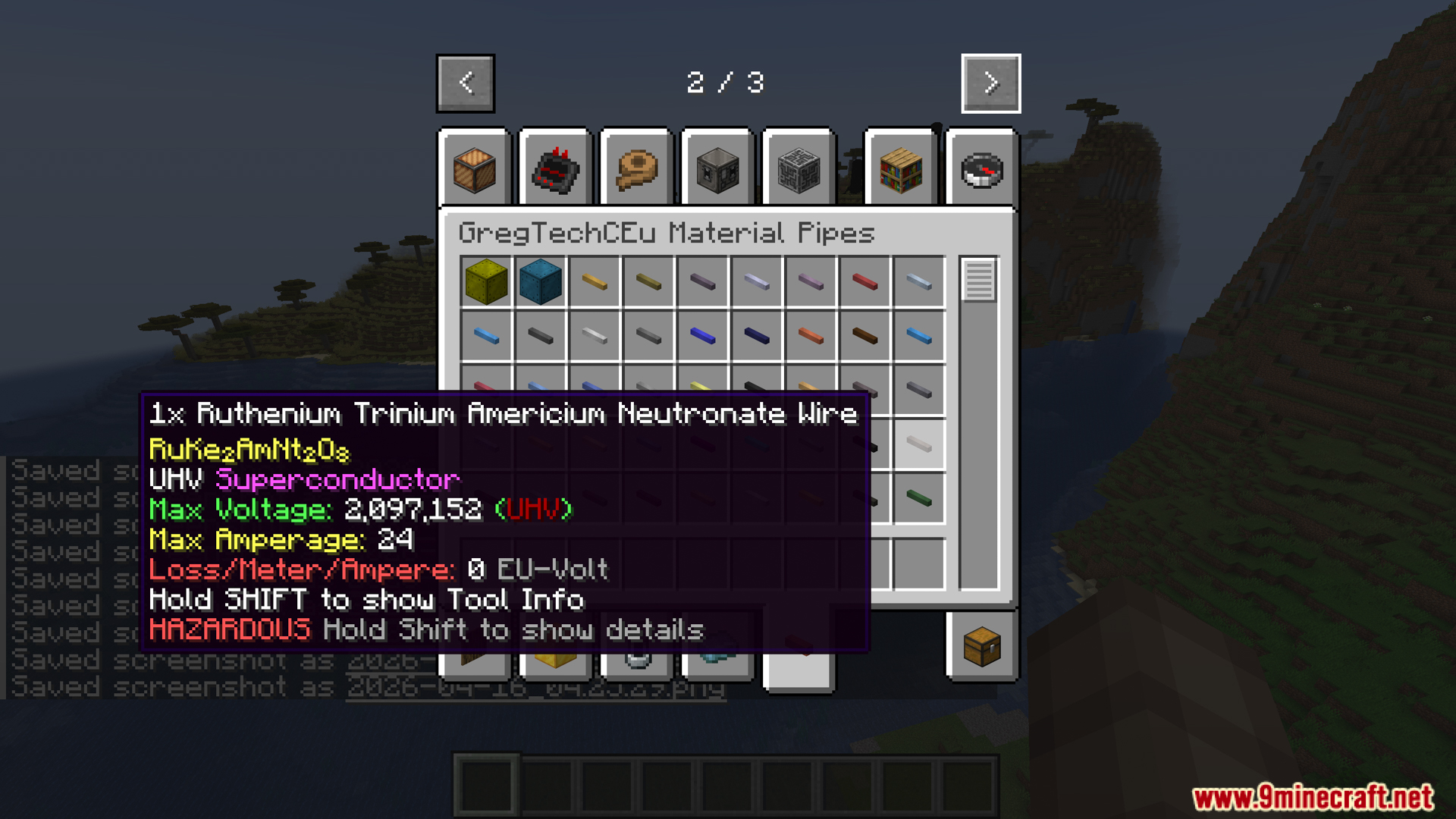 Gtceu Terminals Mod Screenshot 12 Tooltip for Ruthenium Trinium Americium Neutronate Wire in GregTechCEu