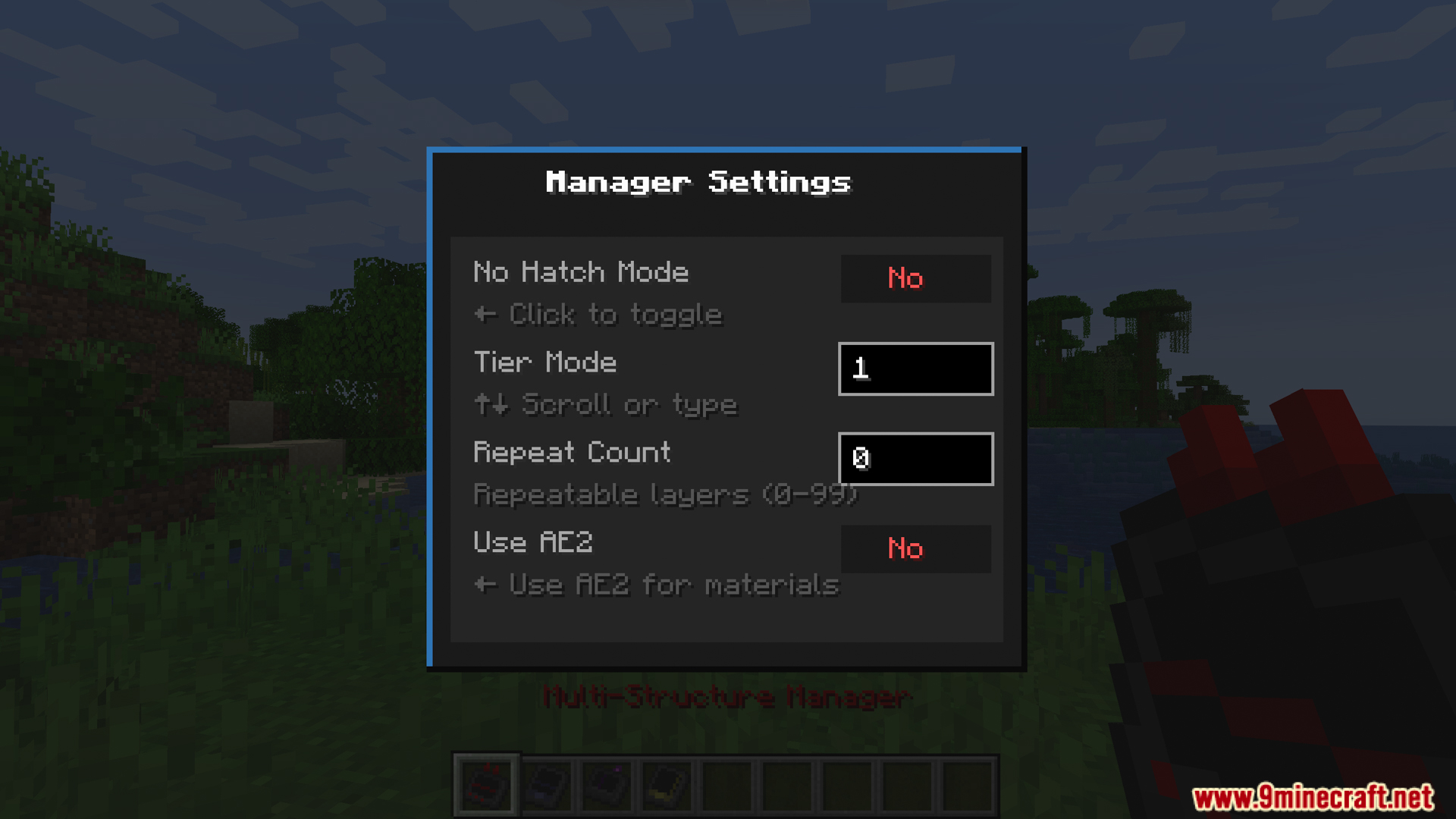 Gtceu Terminals Mod Screenshot 14 Manager Settings UI showing No Hatch Mode and Tier Mode