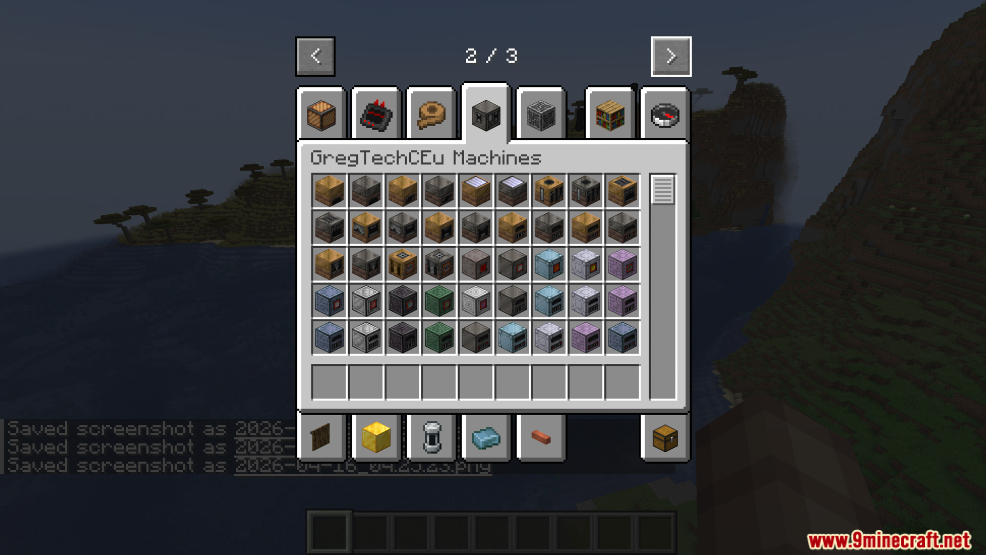 Gtceu Terminals Mod Screenshot 6 Displaying numerous colorful machine blocks in the creative inventory menu