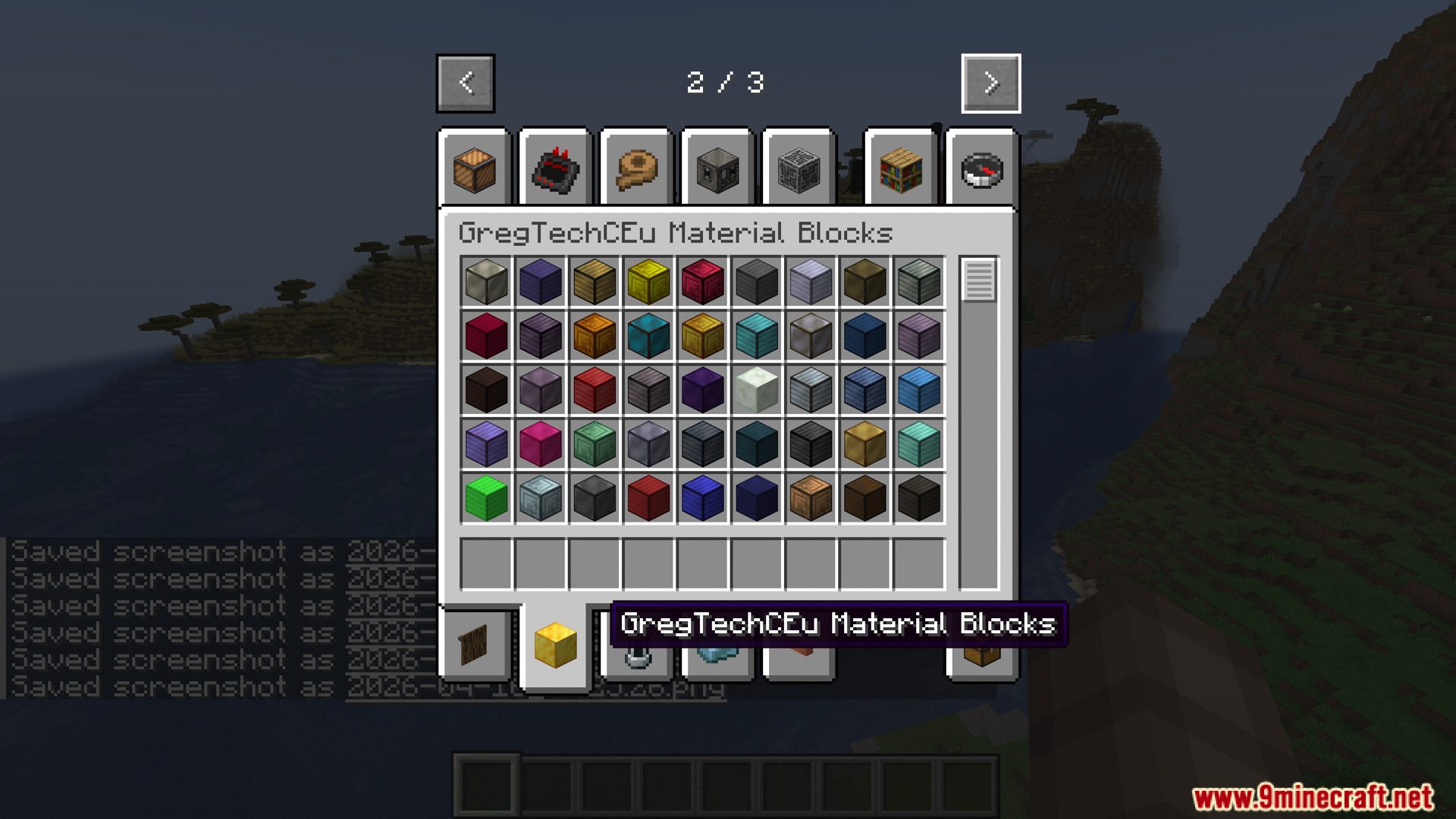 Gtceu Terminals Mod Screenshot 9 GregTechCEu Material Blocks tab in the Minecraft creative inventory
