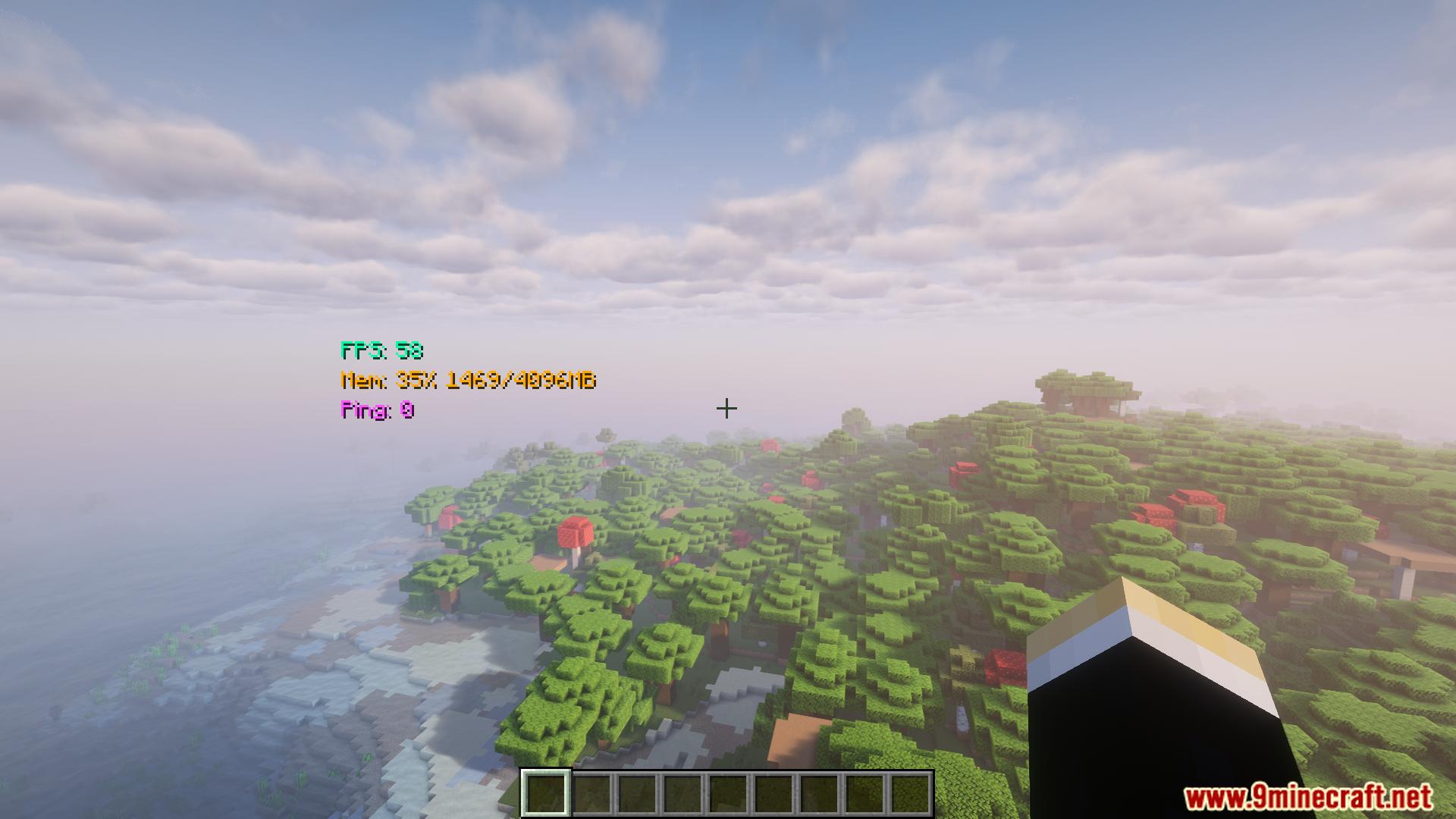 Aerial view of a forest landscape showing stable game performance