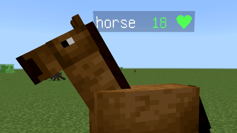 Brown horse displaying a green health bar with eighteen points