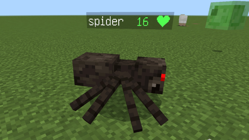 Spider displaying a green health bar with sixteen health points
