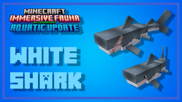 Immersive Fauna Aquatic Update Addon Screenshot 16 Immersive Fauna Aquatic Update features a blocky white shark model