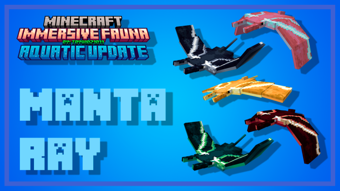 Immersive Fauna Aquatic Update Addon Screenshot 17 Immersive Fauna Aquatic Update features various manta ray color variants