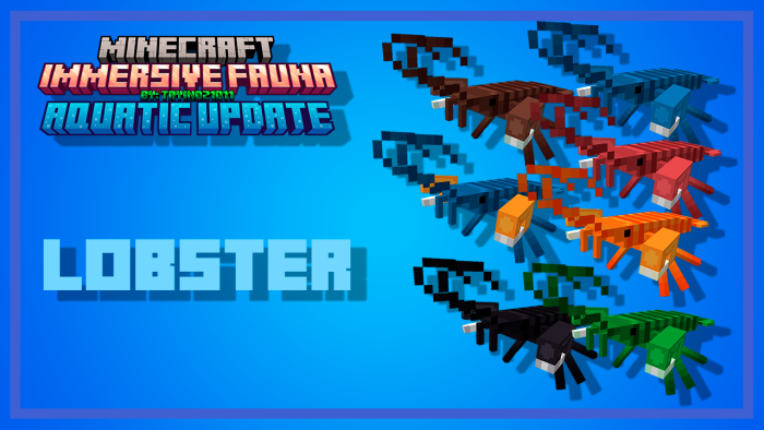 Immersive Fauna Aquatic Update Addon Screenshot 21 Immersive Fauna Aquatic Update introduces various colorful lobsters to Minecraft