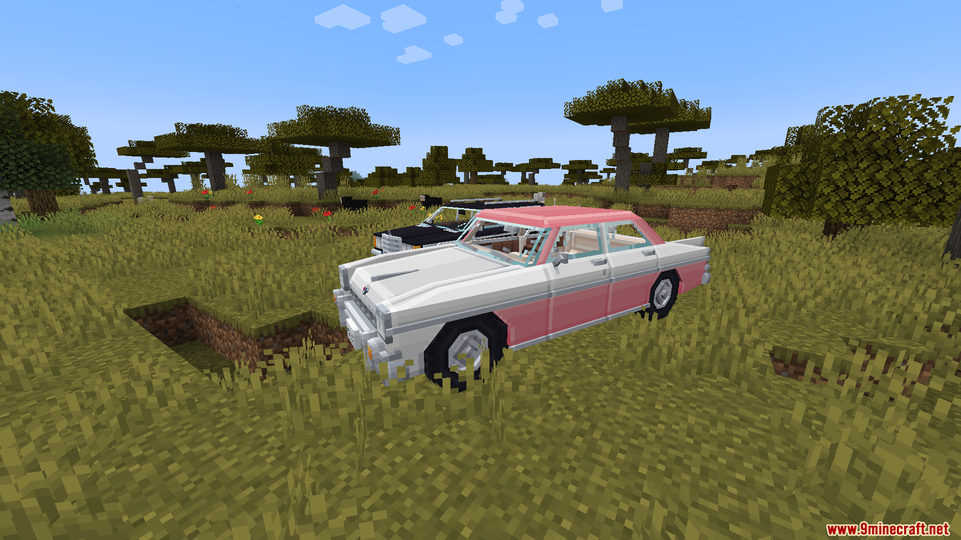 Pink and white car from Immersive Vehicles Official Automobile Pack Mod