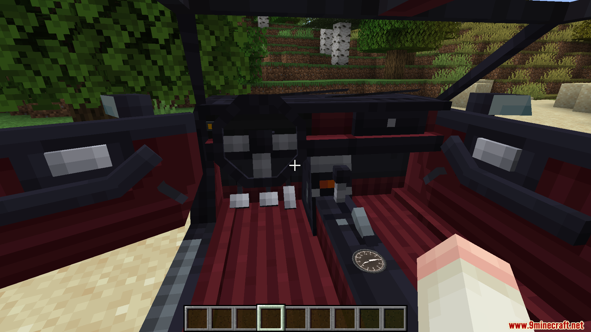 Detailed working interior of a car from Immersive Vehicles mod