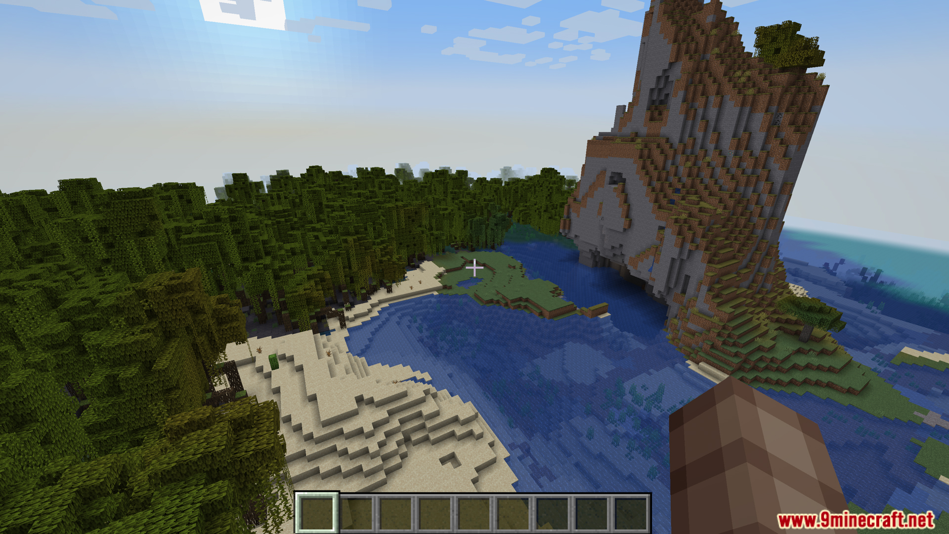 Large custom mountain structure generated next to a mangrove swamp biome