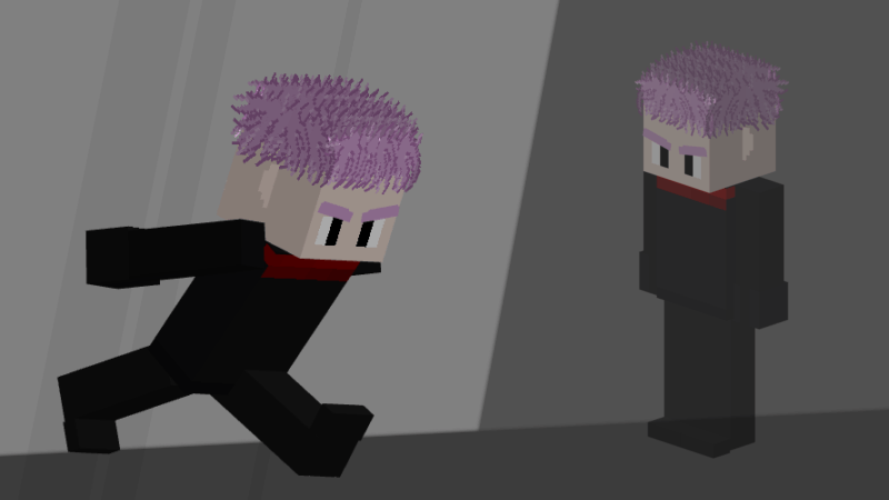 Yuji Itadori character model running in a dark gray room