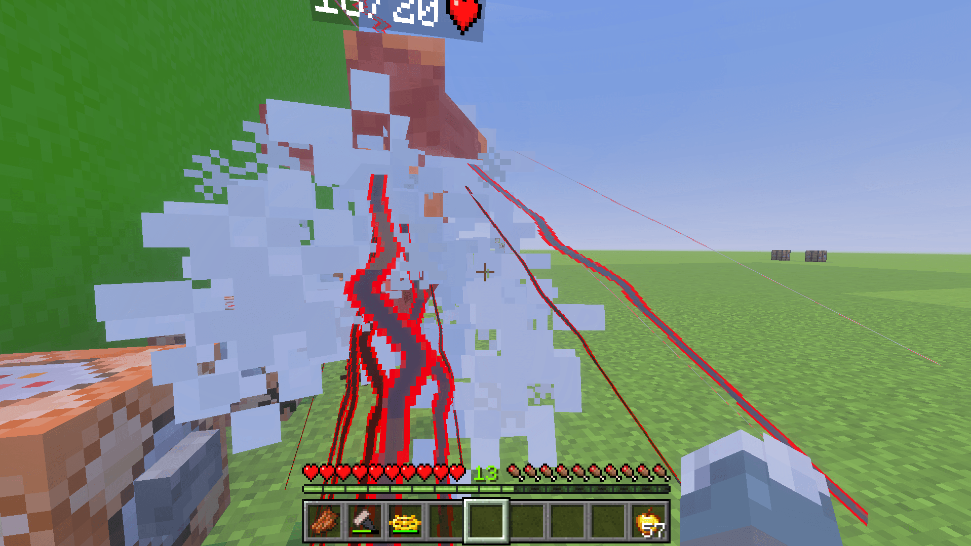 Landing a heavy cursed energy strike on an iron golem